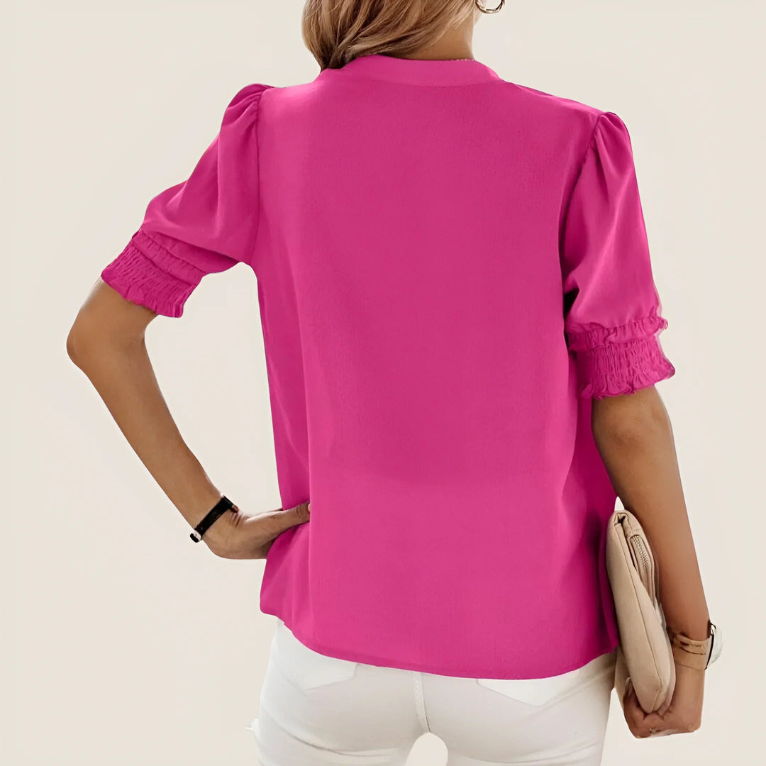 Leonie - Korte Mouw V-Hals Blouse