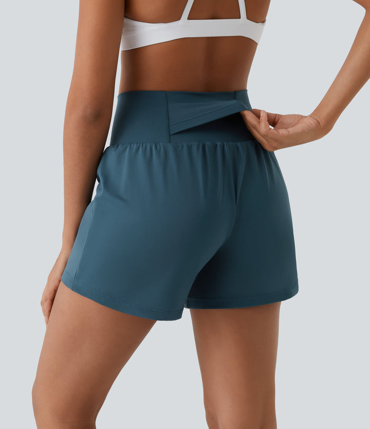 Yolanthe | 2-in-1 yogashort met hoge taille, achterzak en zijzak