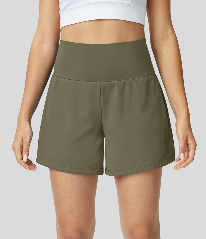 Yolanthe | 2-in-1 yogashort met hoge taille, achterzak en zijzak